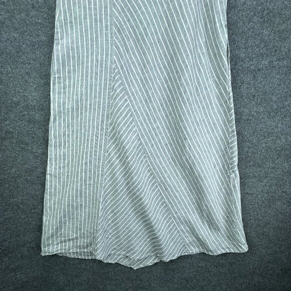 J.‎ Jill Love Linen Dress Womens Medium Gray White Stripe Sleeveless Midi Casual - Picture 7 of 15